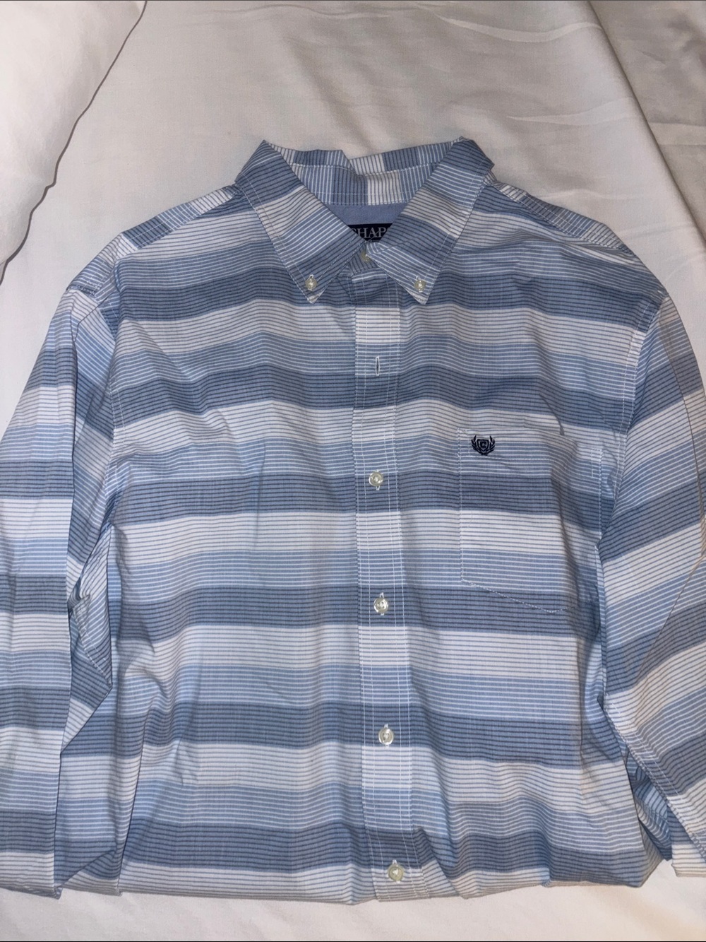 Men’s Chaps Classic Blue & White Striped Long-Sleeve Button-Down Shirt